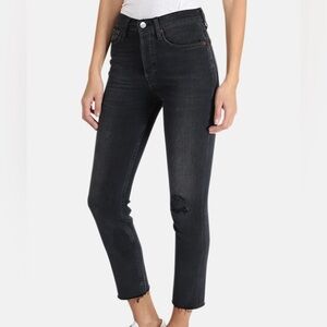 ReDone Crop Jeans High Rise Ankle straight lived-in black size 25